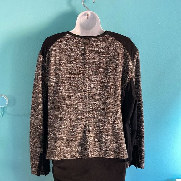 Eileen Fisher Cardigan Zip Front Jacket 2X Black Tweed Stretch Top - Picture 9 of 14